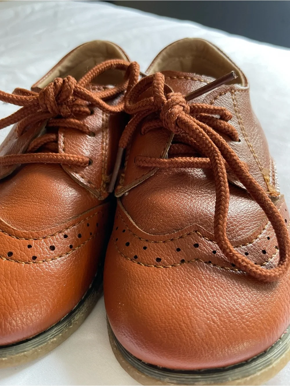 892. MG Baby Classic Oxford Leather Dress Shoes Toddler Size 8 Brown/Tan